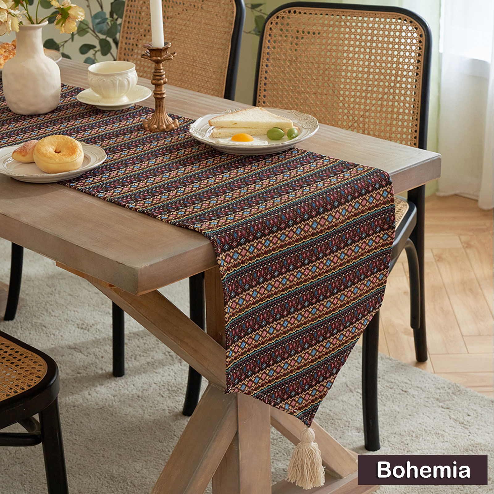 Runner Da Tavola LOMOHOO In Cotone E Lino 180x33 Cm Con Nappe Fatte A Mano – Stile Rustico