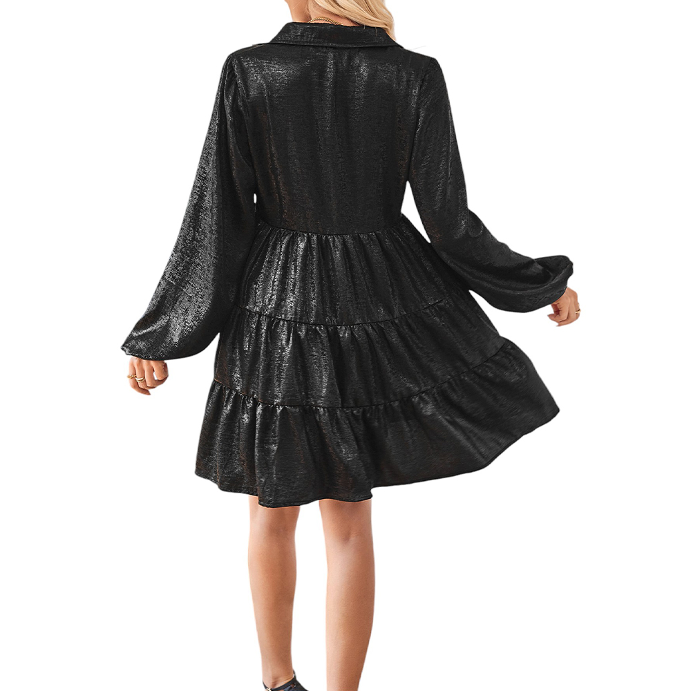 Women Solid Long Sleeve V Neck Casual Loose Dress Ladies Holiday Party  Minidress | eBay