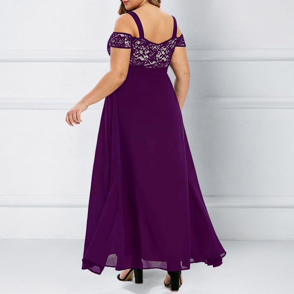 PLUS SIZE ⭐ Lace Women Cold Shoulder Kaftan Maxi Dress Party Cocktail  Dresses
