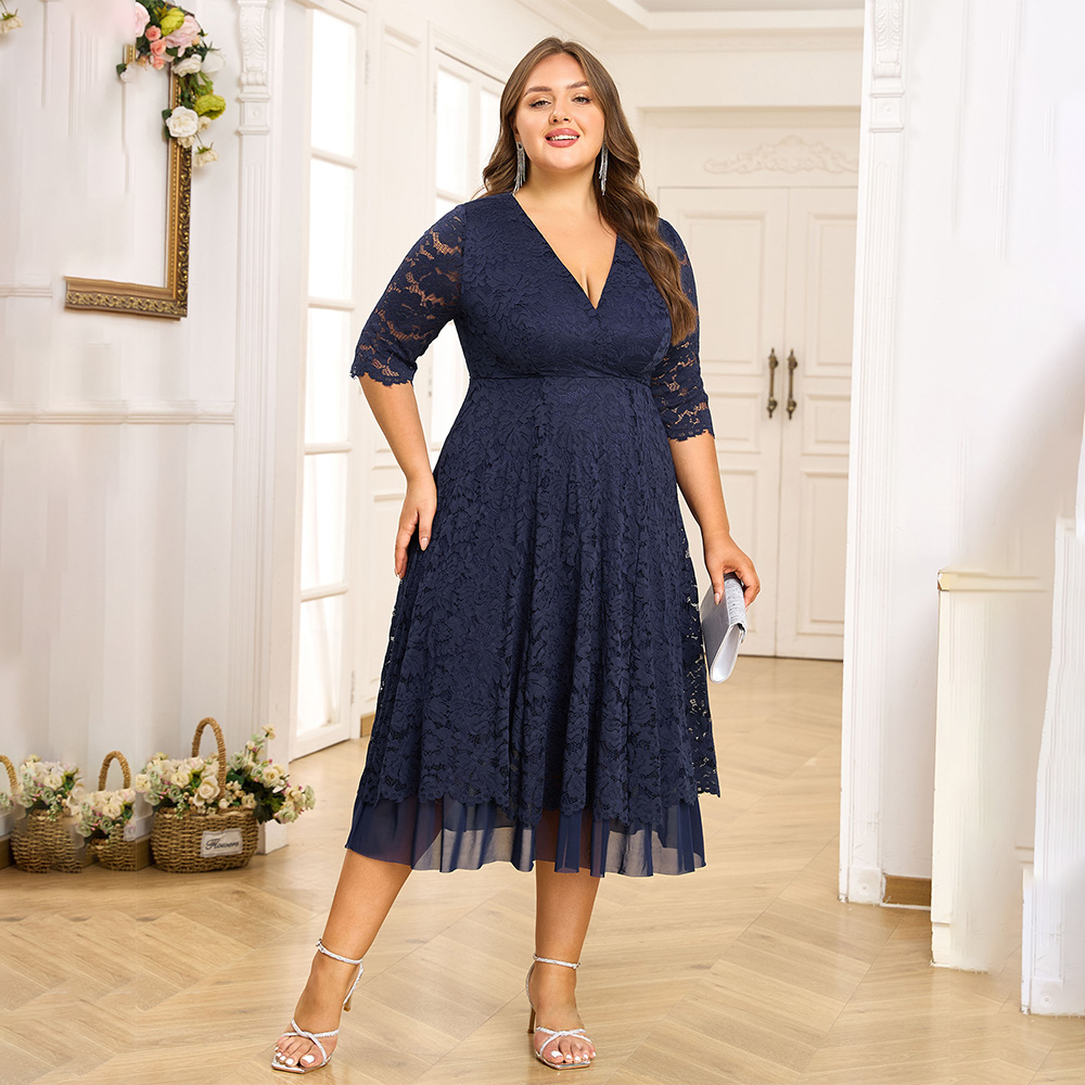 dresses for size 16 women Miusol Women's Plus Formal Wedding Guest Ruffle Floral Lace Plus Size Women's Size 14-16-PETITE