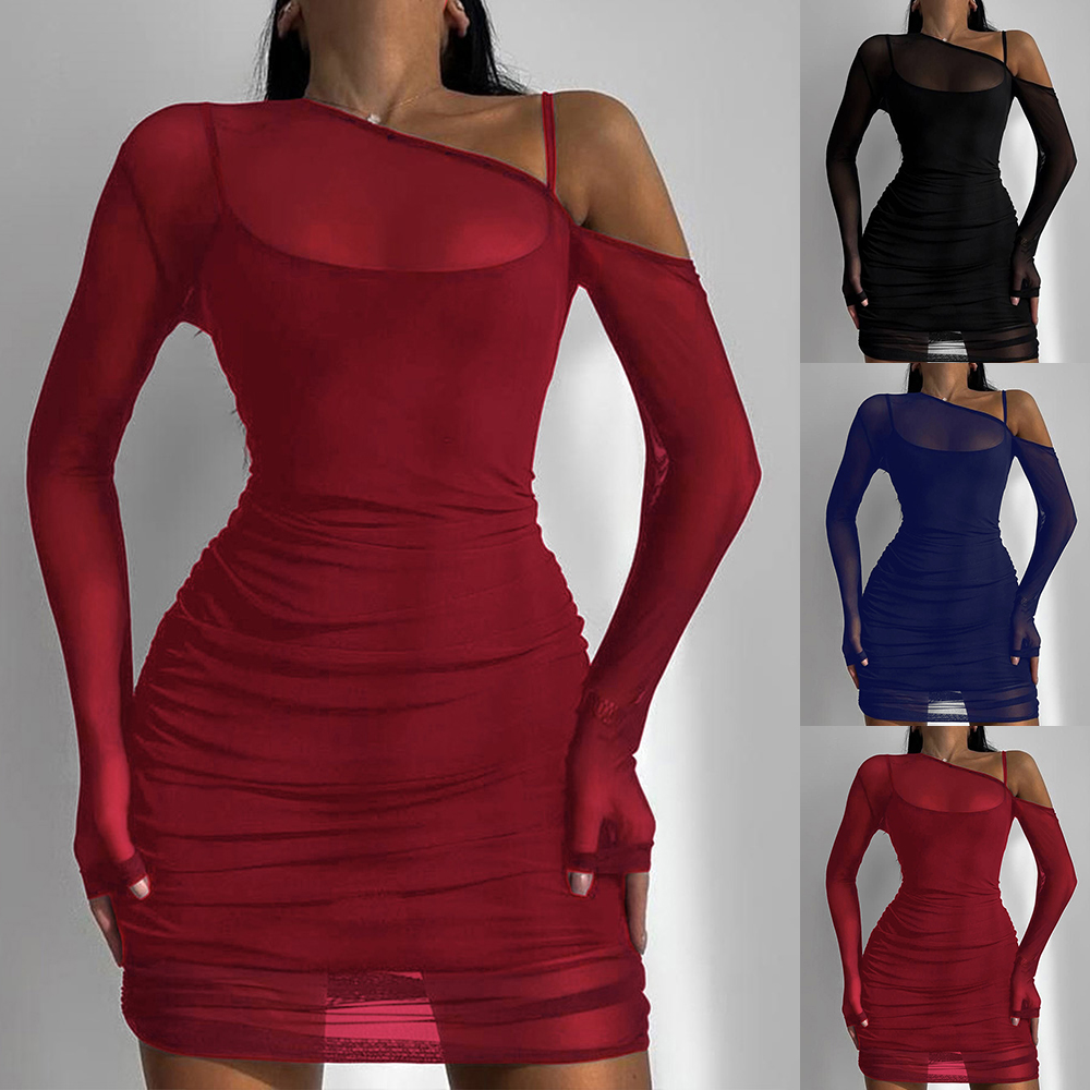 MISS NOIR 6026 Sexy damesjurk S-3XL A-lijn partyjurk V-hals clubwear mini-jurk, S