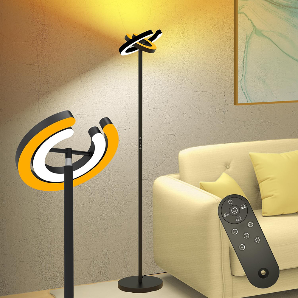 Lampadaire Led avec Double Anneau Rotatif