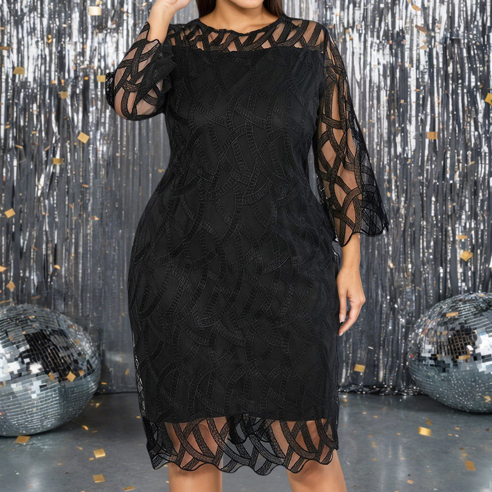 chinese dress ladies Oh My Lace Sheer Black Maxi Dress